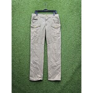 Robin's Jeans Mens 32 Khaki Rhinestone Flap Pocket Straight Leg Preppy 32x33 y2k